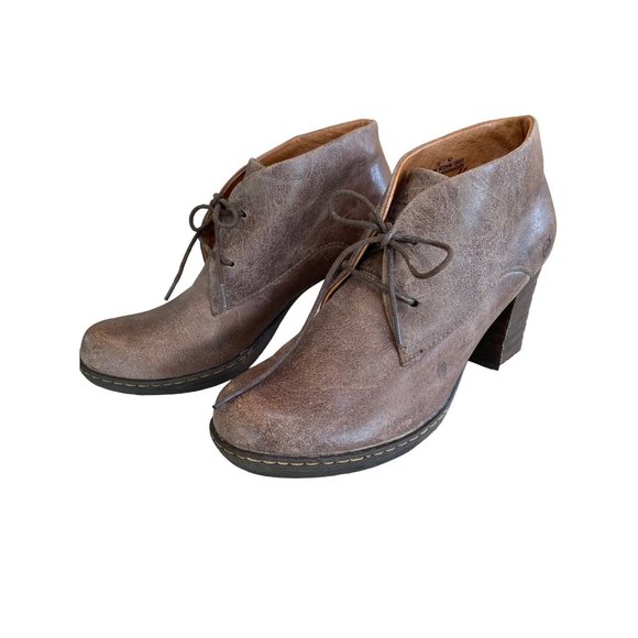 Born Ramsey Ankle Platform Boot 10/42 Brown Leather Oxford Lace Up Block Heel - Picture 12 of 15